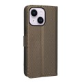 For iPhone 15 Diamond Texture Leather Phone Case(Brown)