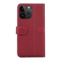 For iPhone 15 Pro Max GEBEI Top-grain Horizontal Flip Leather Phone Case(Wine Red)