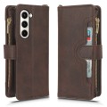 For Samsung Galaxy Z Fold5 Litchi Texture Zipper Leather Phone Case(Brown)