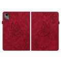 For Lenovo Tab M11/Xiaoxin Pad 11 2024 Butterfly Flower Embossed Leather Tablet Case(Red)