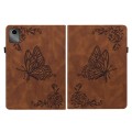 For Lenovo Tab M11/Xiaoxin Pad 11 2024 Butterfly Flower Embossed Leather Tablet Case(Brown)