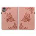 For Lenovo Tab M11/Xiaoxin Pad 11 2024 Butterfly Flower Embossed Leather Tablet Case(Rose Gold)