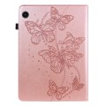For Samsung Galaxy Tab A9 Embossed Butterfly Pattern Horizontal Flip Leather Tablet Case(Pink)
