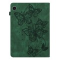 For Samsung Galaxy Tab A9 Embossed Butterfly Pattern Horizontal Flip Leather Tablet Case(Green)