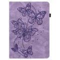 For Samsung Galaxy Tab S9 Embossed Butterfly Pattern Horizontal Flip Leather Tablet Case(Purple)