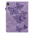 For Samsung Galaxy Tab S9 Embossed Butterfly Pattern Horizontal Flip Leather Tablet Case(Purple)