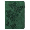 For Samsung Galaxy Tab S9 Embossed Butterfly Pattern Horizontal Flip Leather Tablet Case(Green)