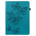 For Samsung Galaxy Tab S9 Embossed Butterfly Pattern Horizontal Flip Leather Tablet Case(Blue)