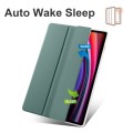 For Samsung Galaxy Tab S9+ 3-folding Transparent TPU Smart Leather Tablet Case with Pen Slot(Green)