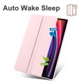 For Samsung Galaxy Tab S9+ 3-folding Transparent TPU Smart Leather Tablet Case with Pen Slot(Pink)