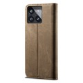 For Xiaomi Redmi K70/K70 Pro Denim Texture Casual Style Horizontal Flip Leather Case(Khaki)