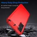For Samsung Galaxy A15 4G Brushed Texture Carbon Fiber TPU Phone Case(Red)