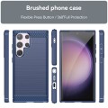 For Samsung Galaxy S24 Ultra 5G Brushed Texture Carbon Fiber TPU Phone Case(Blue)