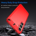For Samsung Galaxy S24+ 5G Brushed Texture Carbon Fiber TPU Phone Case(Red)