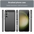 For Samsung Galaxy S24+ 5G Brushed Texture Carbon Fiber TPU Phone Case(Black)