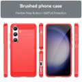 For Samsung Galaxy S24 5G Brushed Texture Carbon Fiber TPU Phone Case(Red)