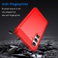 For Samsung Galaxy S24 5G Brushed Texture Carbon Fiber TPU Phone Case(Red)