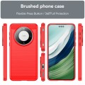 For Huawei Mate 60 Pro Brushed Texture Carbon Fiber TPU Phone Case(Red)