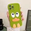 For iPhone 15 Wave Edge Big Duck Silicone Phone Case with Wristband(Green)