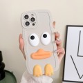 For iPhone 15 Wave Edge Big Duck Silicone Phone Case with Wristband(White)