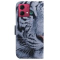 For Motorola Moto G84 Coloured Drawing Flip Leather Phone Case(Tiger)