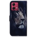 For Motorola Moto G84 Coloured Drawing Flip Leather Phone Case(Lion)