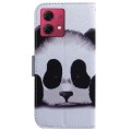For Motorola Moto G84 Coloured Drawing Flip Leather Phone Case(Panda)