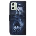 For Motorola Moto G54 Coloured Drawing Flip Leather Phone Case(Wolf and Dog)
