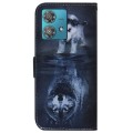 For Motorola Edge 40 Neo Coloured Drawing Flip Leather Phone Case(Wolf and Dog)