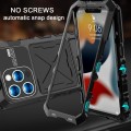 For iPhone 15 Pro R-JUST Metal + Silicone + Tempered Glass Life Waterproof Phone Case with Holder(Bl