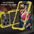 For iPhone 15 Pro R-JUST Metal + Silicone + Tempered Glass Life Waterproof Phone Case with Holder(Ye