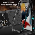 For iPhone 15 Plus R-JUST Metal + Silicone + Tempered Glass Life Waterproof Phone Case with Holder(B