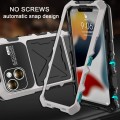 For iPhone 15 Plus R-JUST Metal + Silicone + Tempered Glass Life Waterproof Phone Case with Holder(S