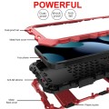 For iPhone 15 R-JUST Metal + Silicone + Tempered Glass Life Waterproof Phone Case with Holder(Red)