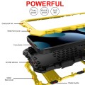 For iPhone 15 R-JUST Metal + Silicone + Tempered Glass Life Waterproof Phone Case with Holder(Yellow
