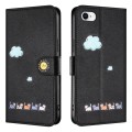 For iPhone SE 2022 / SE 2020 Cartoon Cats Leather Phone Case(Black)