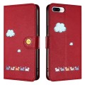 For iPhone 8 Plus / 7 Plus Cartoon Cats Leather Phone Case(Red)