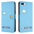 For iPhone 8 Plus / 7 Plus Cartoon Cats Leather Phone Case(Blue)