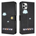 For iPhone 11 Pro Max Cartoon Cats Leather Phone Case(Black)