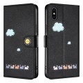 For iPhone XS / X Cartoon Cats Leather Phone Case(Black)