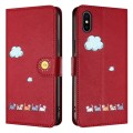 For iPhone XS Max Cartoon Cats Leather Phone Case(Red)