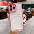 For iPhone 15 360 Clear PC Hybrid  TPU Phone Case with Card Slot(Rose Red)