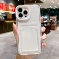 For iPhone 15 360 Clear PC Hybrid  TPU Phone Case with Card Slot(White)