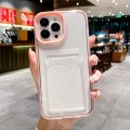 For iPhone 15 Pro 360 Clear PC Hybrid  TPU Phone Case with Card Slot(Pink)