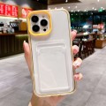 For iPhone 15 Pro 360 Clear PC Hybrid  TPU Phone Case with Card Slot(Yellow)