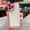 For iPhone 14 Pro Max 360 Clear PC Hybrid  TPU Phone Case with Card Slot(Rose Red)