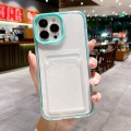 For iPhone 14 Pro Max 360 Clear PC Hybrid  TPU Phone Case with Card Slot(Blue)