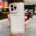 For iPhone 14 Pro Max 360 Clear PC Hybrid  TPU Phone Case with Card Slot(Apricot)