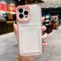 For iPhone 13 Pro 360 Clear PC Hybrid  TPU Phone Case with Card Slot(Pink)