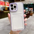 For iPhone 13 Pro Max 360 Clear PC Hybrid  TPU Phone Case with Card Slot(Purple)